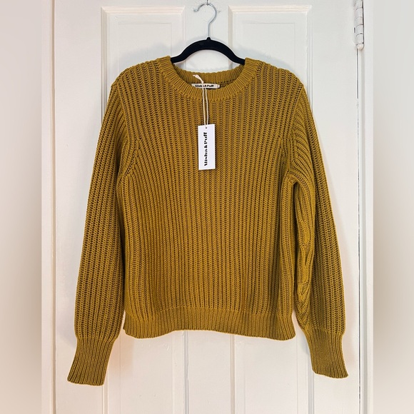 Misha & Puff Sweater Fisherman Crew Pullover Pistachio